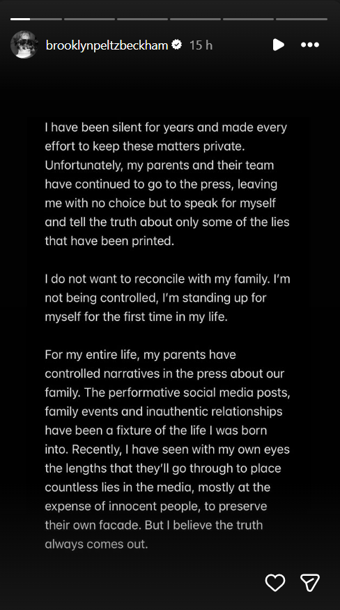 Brooklyn Beckham Addresses Family Feud, Says He ‘Does Not Want to Reconcile’ With Parents David and Victoria