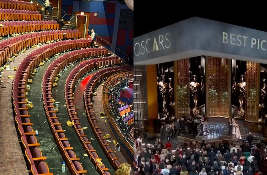 Oscars Celebrities Wore Millions in Diamonds and Preached About Saving the World — Then Someone Took a Photo of What They Left Behind