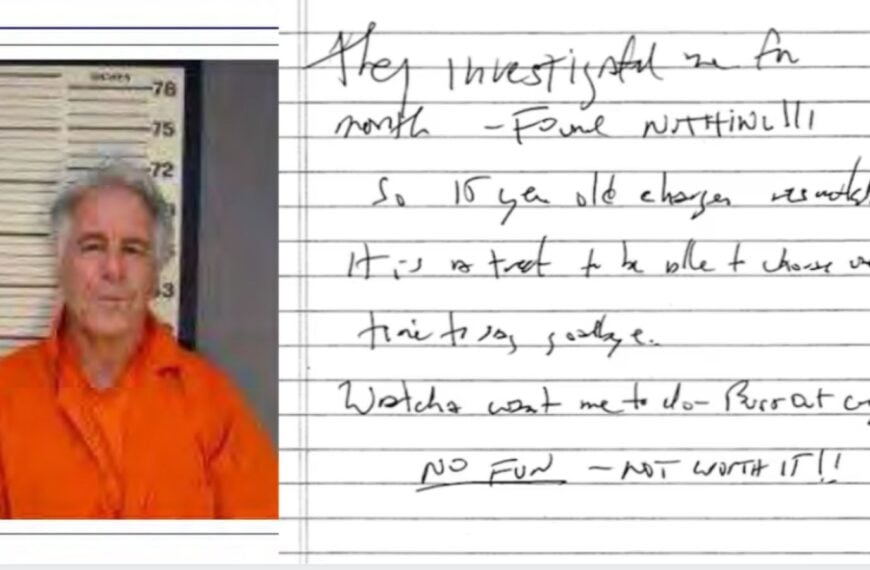 Epstein’s Purported “Time to Say Goodbye” Note Was Found by a Convicted Murderer — The Official Story Never Mentioned It