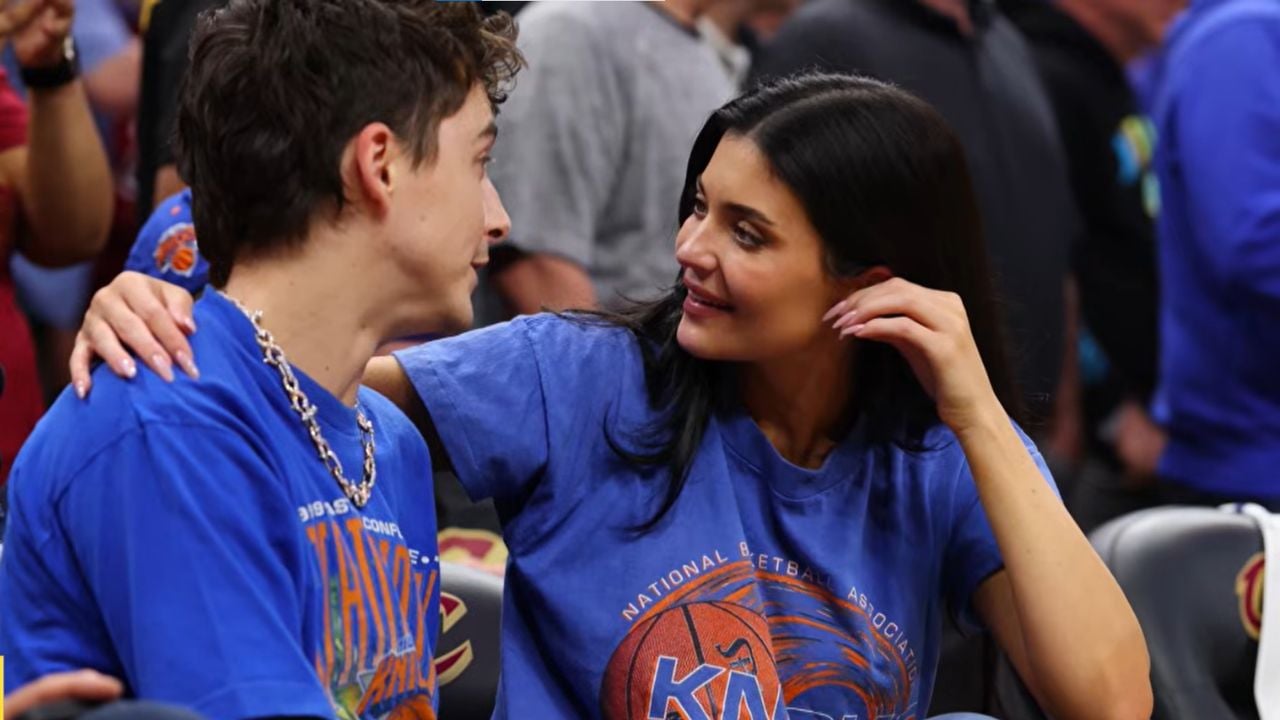 Kylie Jenner and Timothée Chalamet at a Knicks playoff game