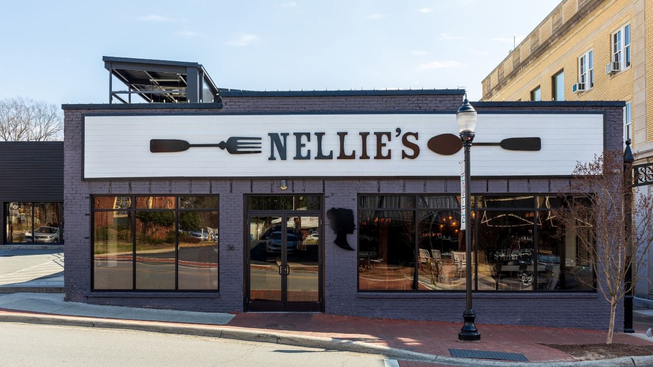 Nellie's Southern Kitchen storefront in Belmont, North Carolina