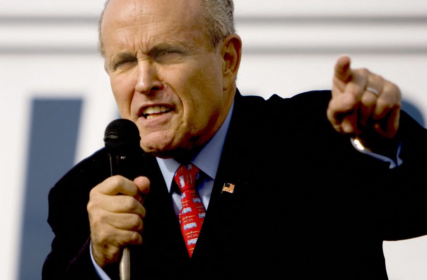 Rudy Giuliani attends a rally to lend his support to Republican presidential candidate John McCain Henderson, Nevada