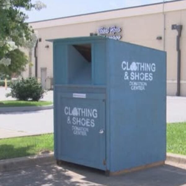 Blue donation boxes