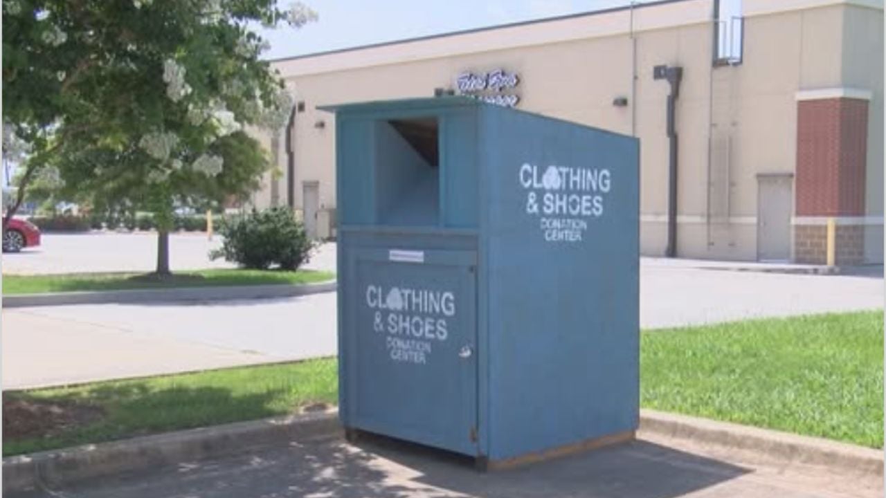 Blue donation boxes