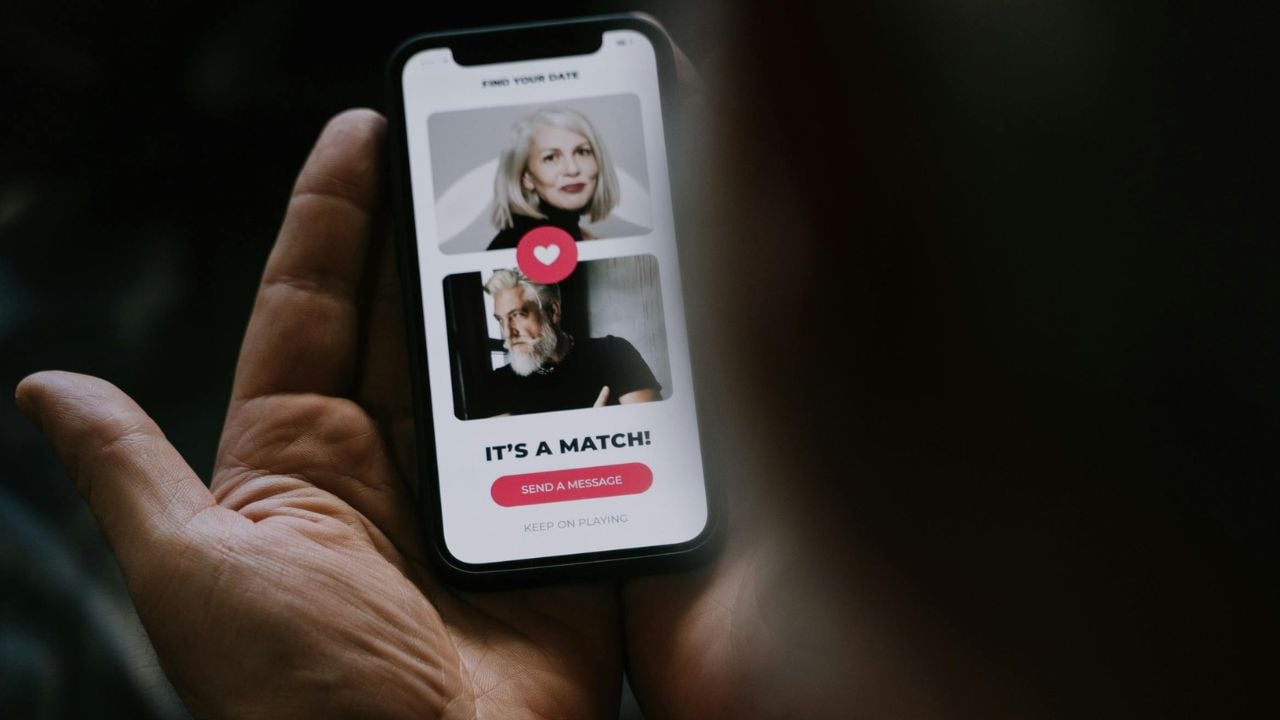 Older person, man, woman, Old person, using dating app