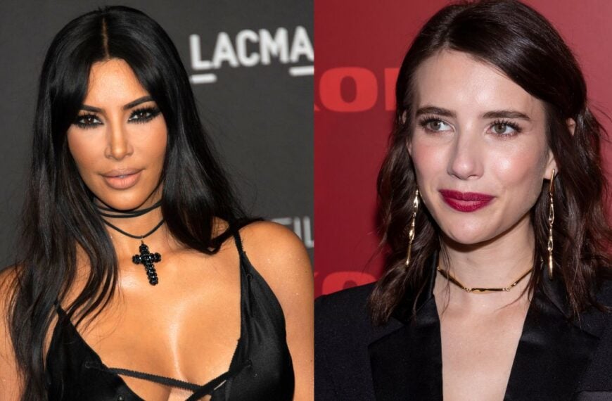 Kim Kardashian and Emma Roberts