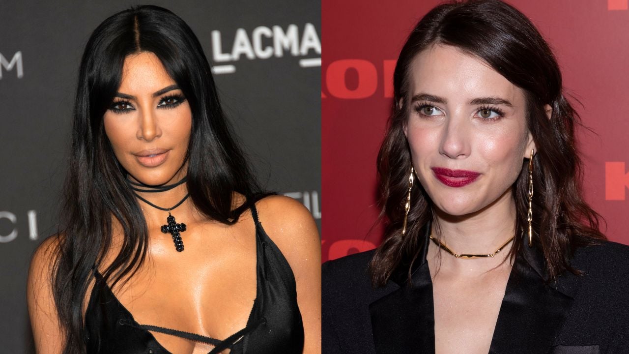 Kim Kardashian and Emma Roberts