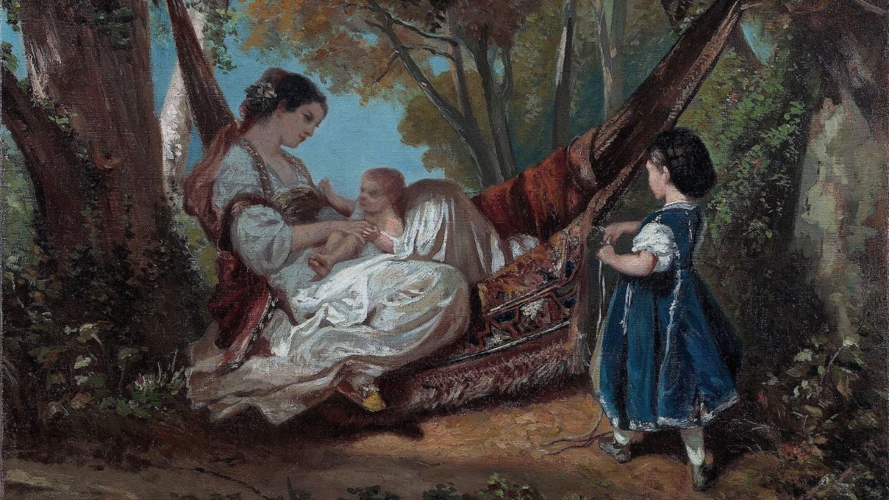 Courbet - Mother and Child on a Hammock (c. 1848)