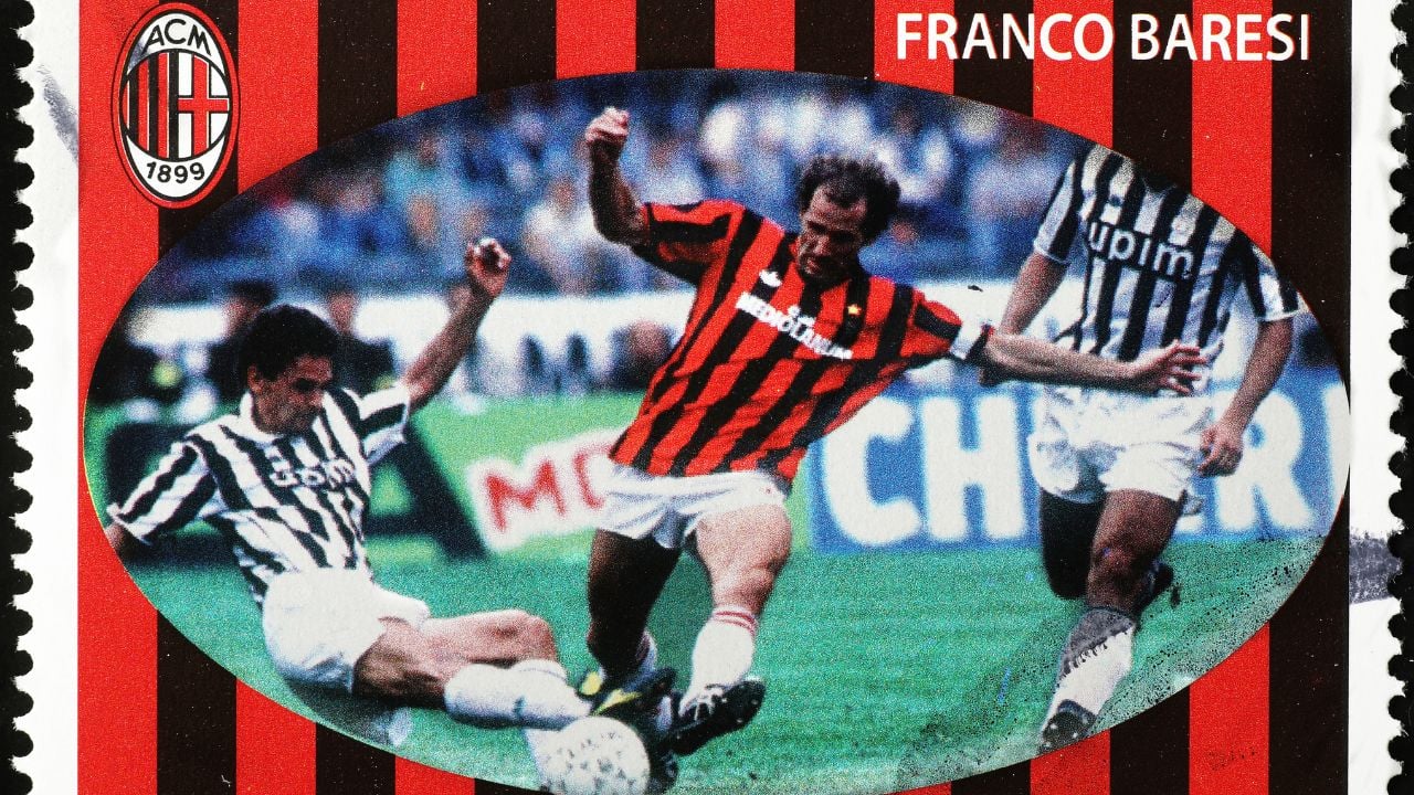 Italian footballer Franco Baresi on postage stamp