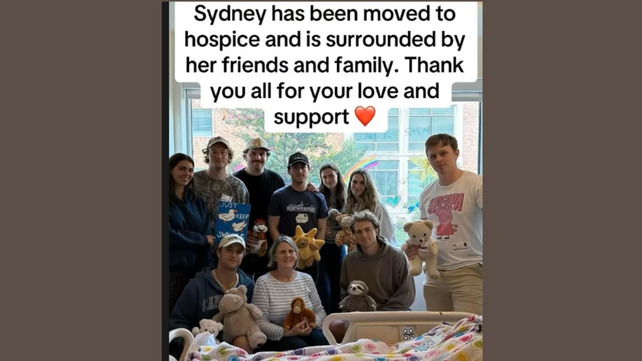 Sydney Towle surrounded by friends and family after entering hospice care