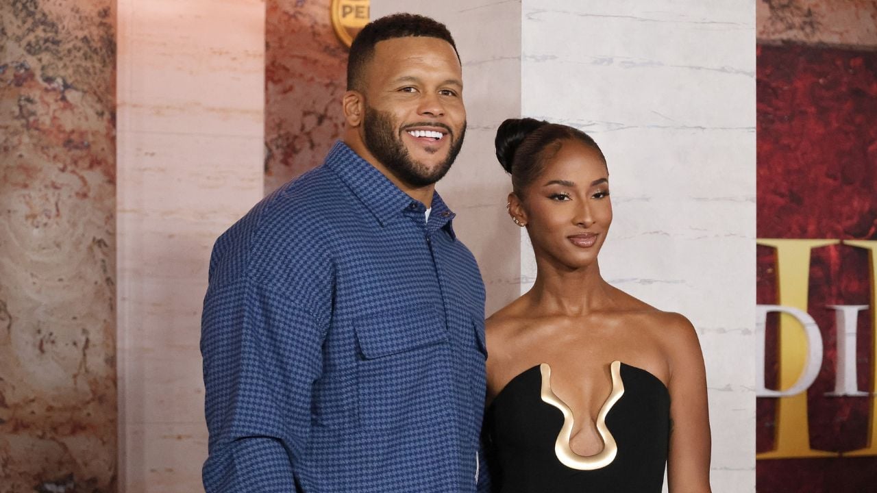 LOS ANGELES, CA - NOVEMBER 18, 2024: Aaron Donald, Erica Donald at the Gladiator II premiere at the TCL Chinese Theatre IMAX