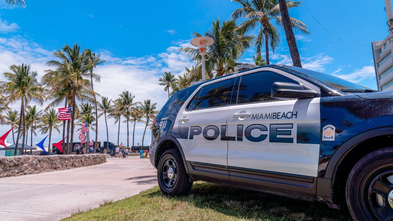 Parked police vehicle