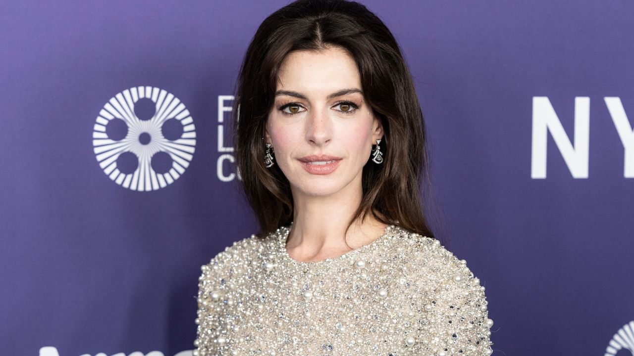 Anne Hathaway wearing dress and shoes by Valentino attends presentation of movie Armageddon Time during 60th New York Film Festival at Alice Tully Hall on October 12, 2022