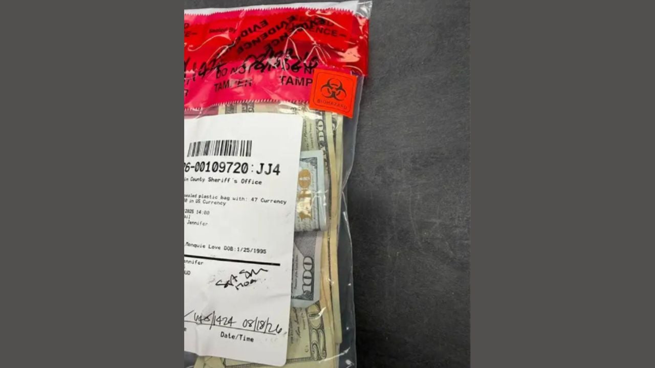 Cash recovered after Moniquie Love Turnbull was taken to jail