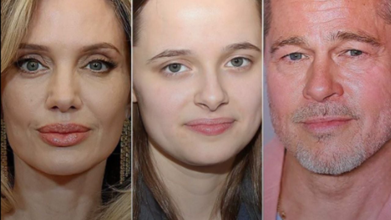 Angelina Jolie; Vivienne Jolie; Brad Pitt.