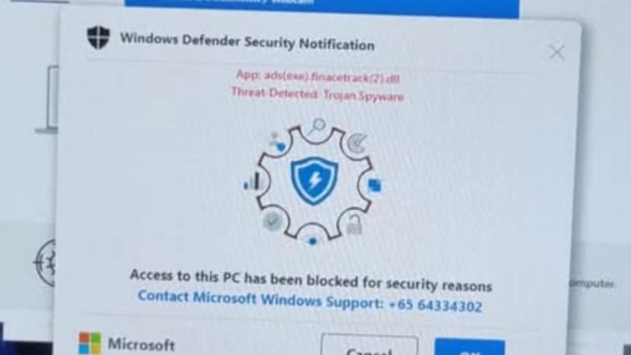 Microsoft tech support message