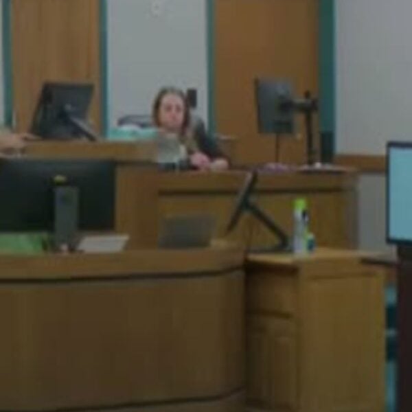 courtroom scene from a legal proceeding regarding a Las Cruces therapist sentenced for Medicaid fraud