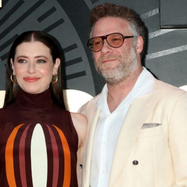 LOS ANGELES - MAR 24: Lauren Miller, Seth Rogen at the The Studio Premiere Screening at Academy Museum of Motion Pictures on March 24, 2025 in Los Angeles, CA