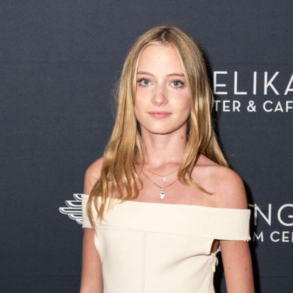 Kai Schreiber wearing dress by Tanya Taylor attends New York premiere of Across The River And Into The Trees at Angelika Film Center in New York on August 29, 2024