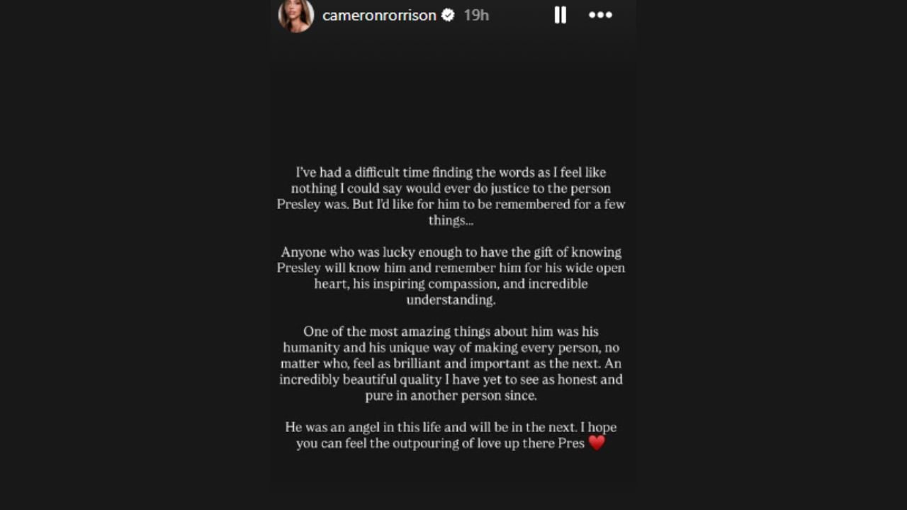 Cameron Rorrison's tribute to Presley Gerber
