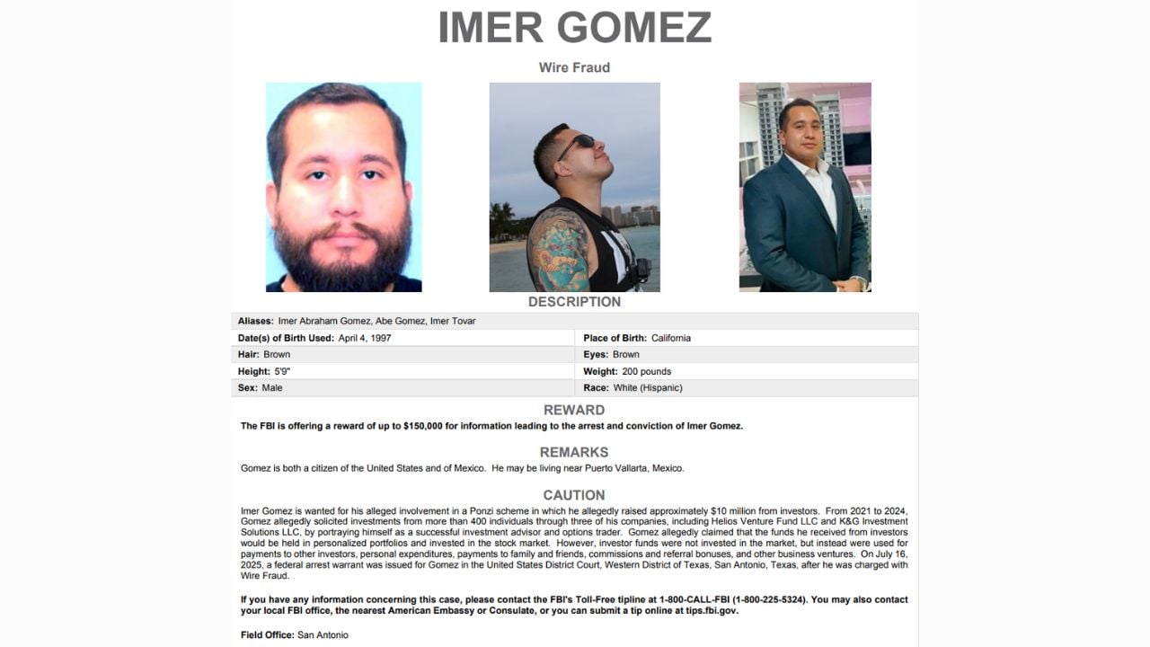 FBI official most wanted poster for Imer Gomez