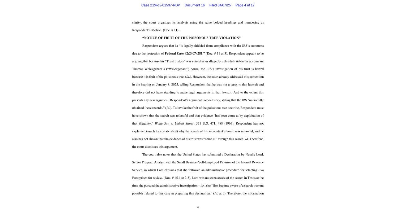 Alabama federal court opinion describing a taxpayer's unsuccessful challenge to an IRS summons involving allegations about a search of his accountant's home.